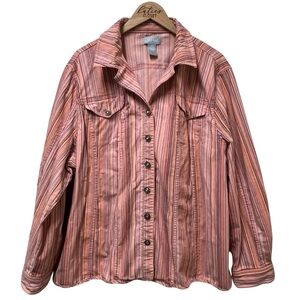 Liz & Me Women’s Pink Striped Denim Jacket Size 2X
